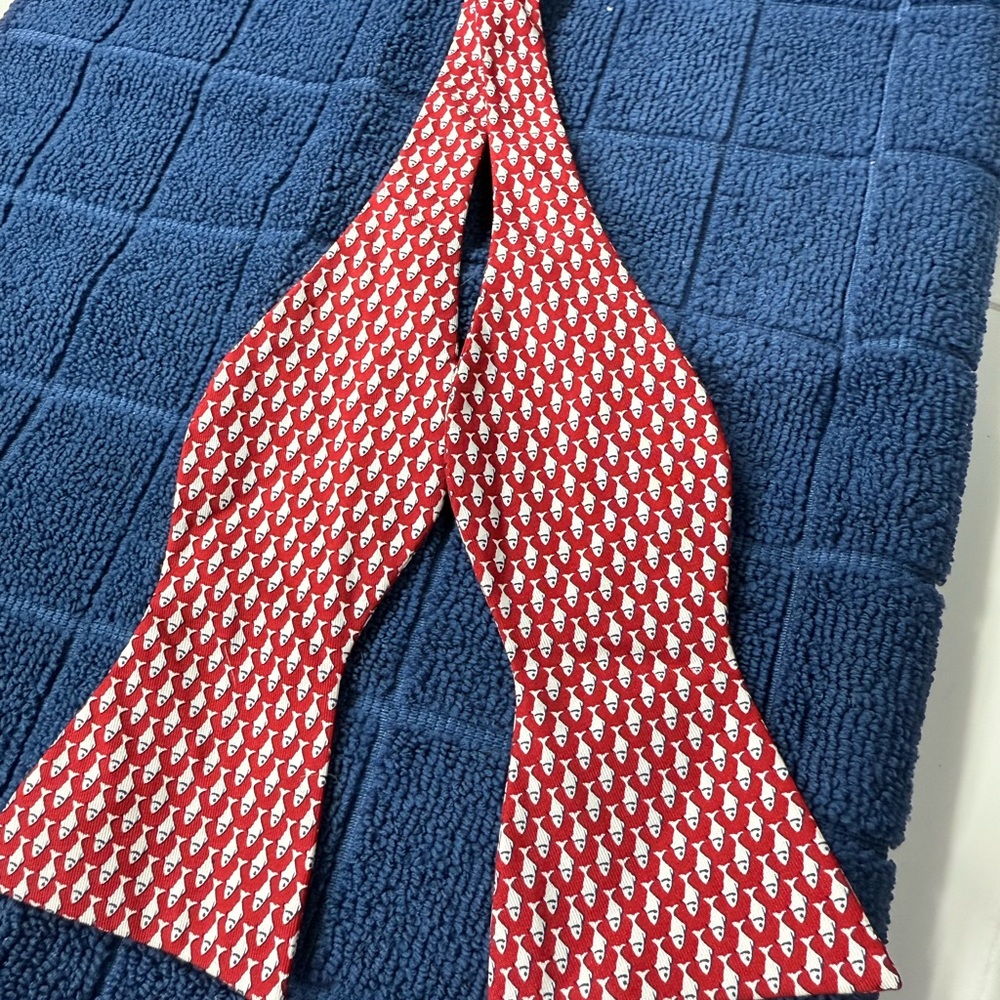 Tommy Hilfiger Red and White fish Patterned Bow Tie